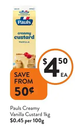 Foodworks Pauls Creamy Vanilla Custard offer