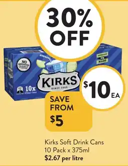 Foodworks Kirks Soft Drink Cans offer