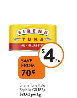 Foodworks Sirena Tuna Italian offer