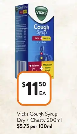 Foodworks Vicks Cough Syrup Dry+Chesty offer