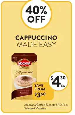 Foodworks Moccona Coffee Sachets offer