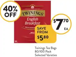 Foodworks Twinings Tea Bags offer