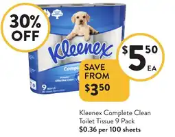 Foodworks Kleenex Complete Clean Toilet Tissue offer