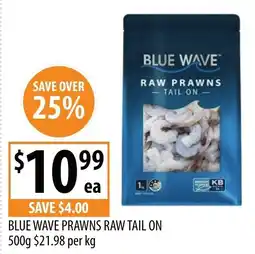 Supabarn BLUE WAVE PRAWNS RAW TAIL ON offer