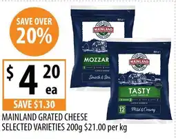 Supabarn Mainland grated cheese offer