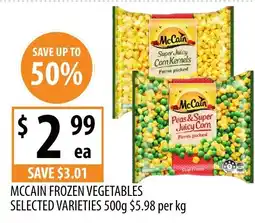 Supabarn Mccain frozen vegetables offer
