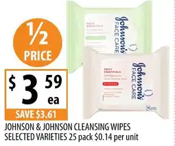 Johnson & johnson cleansing wipes