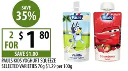 Supabarn Pauls kids yoghurt squeeze offer
