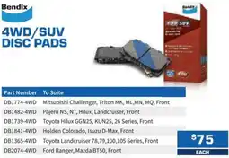 Bendix 4wd/suv disc pads
