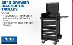 Burson Auto Parts 25” 5 drawer diagnostic trolley offer