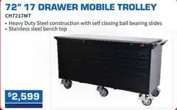 Burson Auto Parts 72" 17 drawer mobile trolley offer