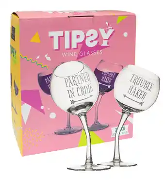 Tipsy wine glasses pack of 2