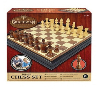 Craftsman natural wood veneer deluxe chess set