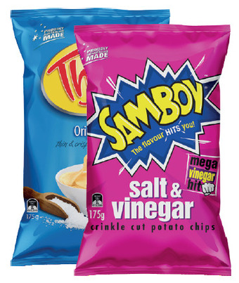 Drakes Samboy or thins chips 150g-175g offer