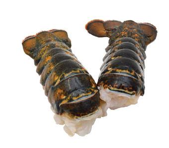 Imported raw lobster tail thawed