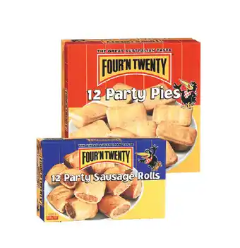 Drakes Four n twenty party pies or sausage rolls 12 pack 500g - 600g offer