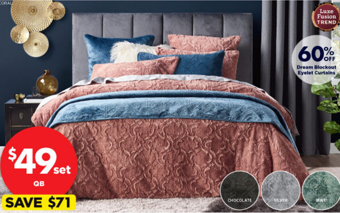 KOO Tile Faux Fur Quilt Cover Set offer at Spotlight