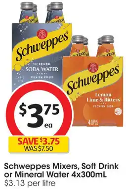 Coles Schweppes Mixers, Soft Drink or Mineral Water offer