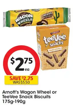 Coles Arnott's Wagon Wheel or TeeVee Snack Biscuits offer