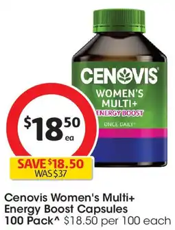 Coles Cenovis Women's Multi+ Energy Boost Capsules offer