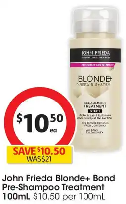 Coles John Frieda Blonde+ Bond Pre-Shampoo Treatment offer