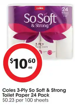 Coles Coles 3-Ply So Soft & Strong Toilet Paper offer