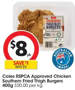 Coles Coles RSPCA Approved Chicken Southern Fried Thigh Burgers offer