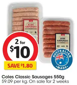 Coles Coles Classic Sausages offer