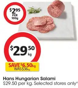 Coles Hans Hungarian Salami offer