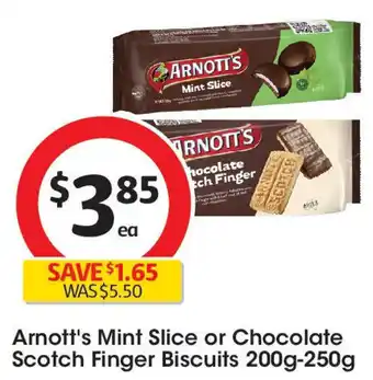Coles Arnott's Mint Slice or Chocolate Scotch Finger Biscuits offer