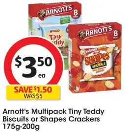 Coles Arnott's Multipack Tiny Teddy Biscuits or Shapes Crackers offer
