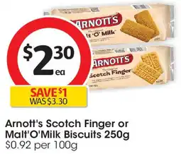 Coles Arnott's Scotch Finger or Malt'O'Milk Biscuits offer