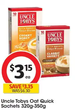 Coles Uncle Tobys Oat Quick Sachets offer