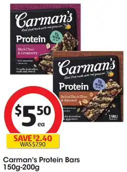 Coles Carman's Protein Bars offer