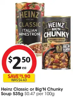 Coles Heinz Classic or Big'N Chunky Soup offer