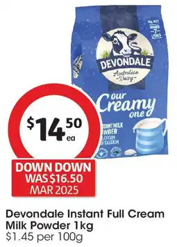 Coles Devondale Instant Full Cream Milk Powder offer