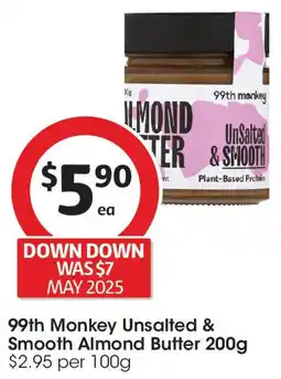 Coles 99th Monkey Unsalted & Smooth Almond Butter offer