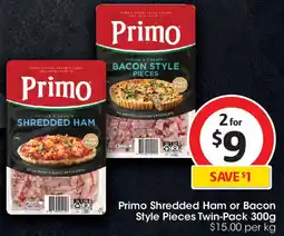 Coles Primo Shredded Ham or Bacon Style Pieces offer