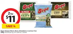 Coles Bega Cheese Block, Slices, Shredded or Lactose Free offer