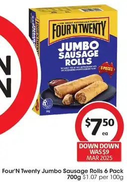 Coles Four'N Twenty Jumbo Sausage Rolls offer