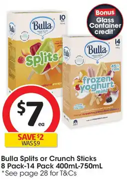 Coles Bulla Splits or Crunch Sticks offer