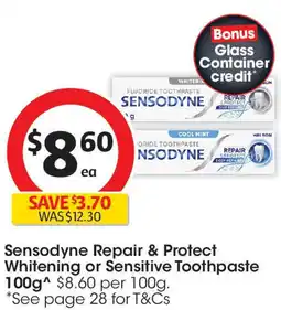 Coles Sensodyne Repair & Protect Whitening or Sensitive Toothpaste offer