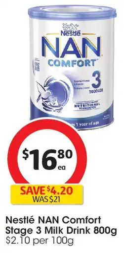 Coles Nestlé NAN Comfort Stage 3 Milk Drink offer