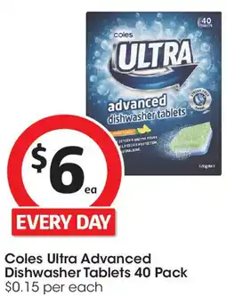 Coles Coles Ultra Advanced Dishwasher Tablets offer