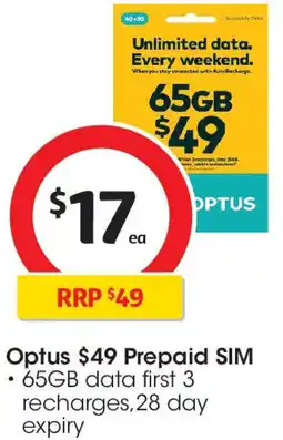 Coles Optus $49 Prepaid SIM offer