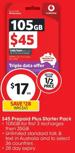 Coles $45 Prepaid Plus Starter Pack offer