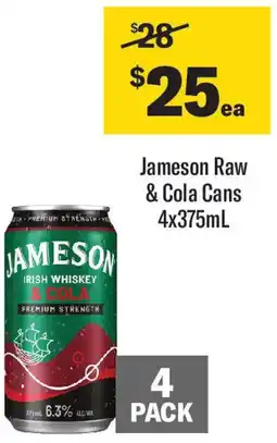 Coles Jameson Raw & Cola Cans offer