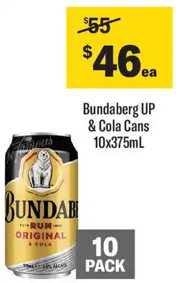 Coles Bundaberg UP & Cola Cans offer