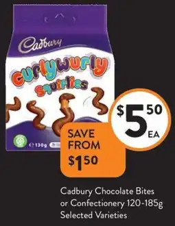 Foodworks Cadbury Chocolate Bites or Confectionery offer