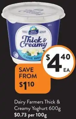 Foodworks Dairy Farmers Thick & Creamy Yoghurt offer